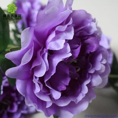 琪浩工藝品 廠家直銷高檔絹布仿真裝飾花批發(fā)——5頭小牡丹絹花綻放永恒之美